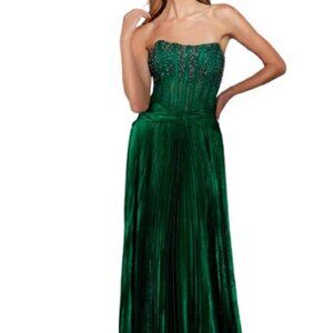 NWT Alyce Paris 61789 Metallic Foil Prom Dress Emerald Size 4